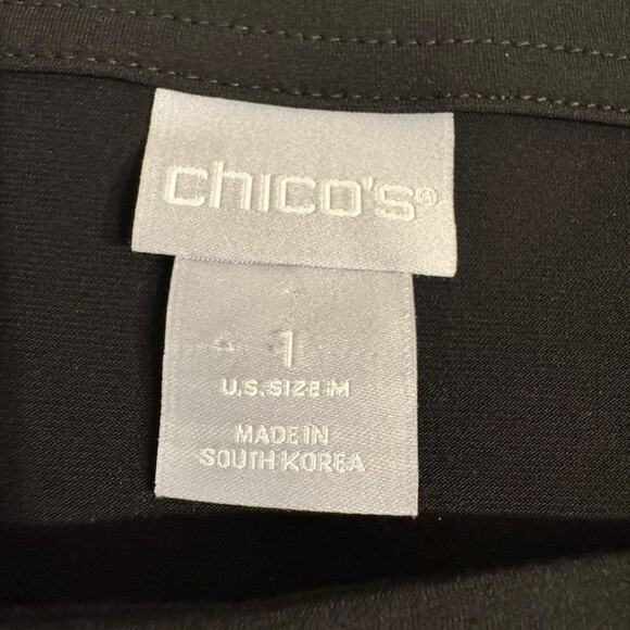 Chico's top black knit long sleeve square neck with beaded cuffs Sz 1 US Med - Picture 7 of 9